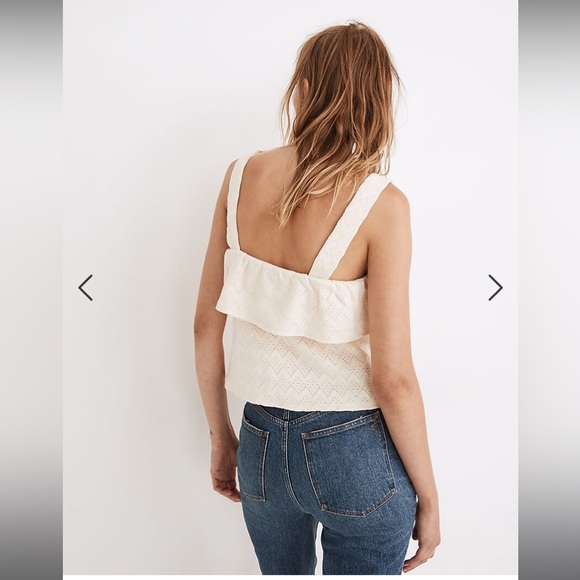 MOVING SALE | NWT Women’s Madewell Cream 100% Cotton Ruffled Tank Top, Size XXL - Picture 3 of 4